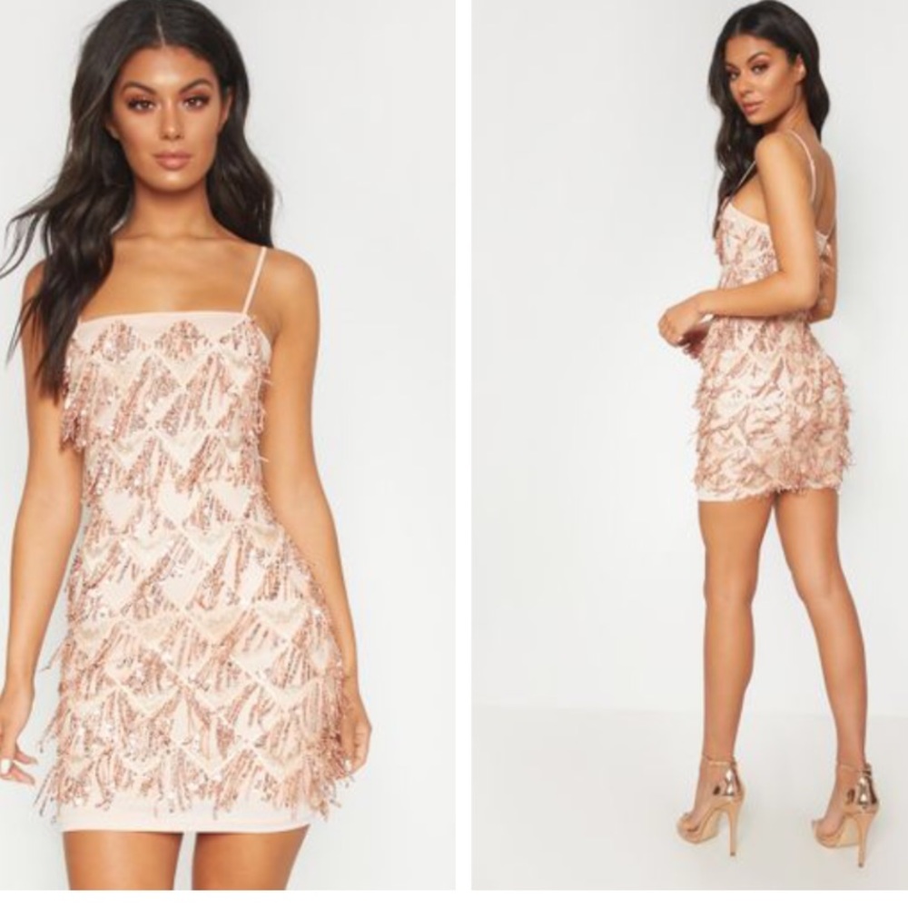 Pretty Little Thing Rose Gold Sequin Dress